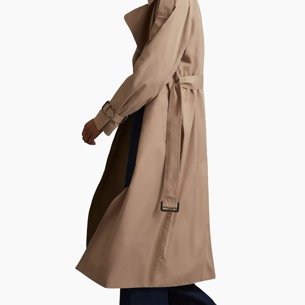 Pamela McCoy Tan Trench Coat with Classic Style and Long Length
